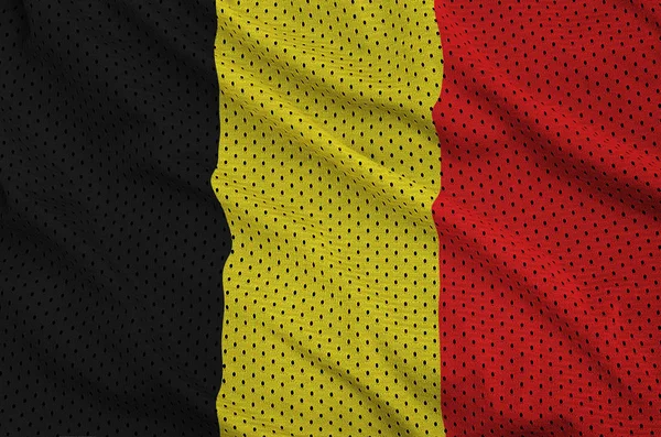 Βέλγιο σημαία που εκτυπώνονται σε ένα ύφασμα ματιών sportswear πολυεστέρα νάιλον — Φωτογραφία Αρχείου