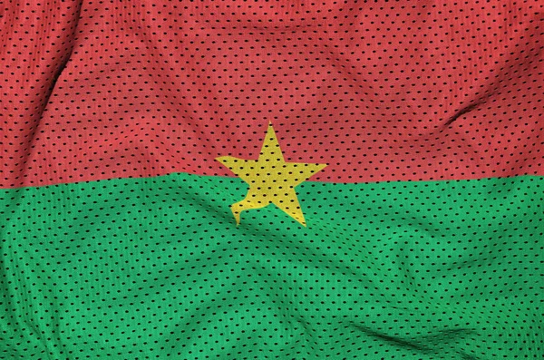 布基纳法索国旗印在聚酯尼龙运动服网 f — 图库照片