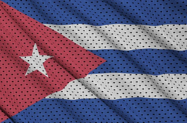 폴 리 에스테 나일론 운동복 메시 직물에 인쇄 된 쿠바 깃발 wi — 스톡 사진