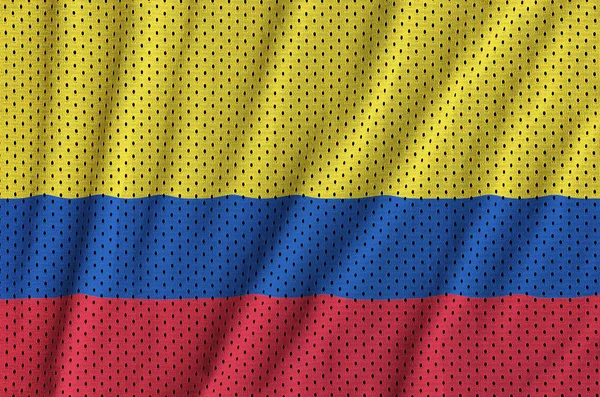 Drapeau Colombie imprimé sur un tissu en nylon polyester pour vêtements de sport — Photo