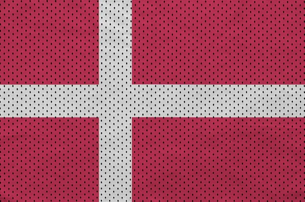 Vlag van Denemarken afgedrukt op een netweefsel van polyester nylon sportkleding — Stockfoto