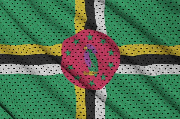 Bandeira Dominica impressa em uma malha de poliéster nylon sportswear fabri — Fotografia de Stock