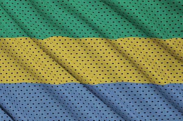 Bandiera Gabon stampata su un tessuto in rete di nylon poliestere sportivo w — Foto Stock