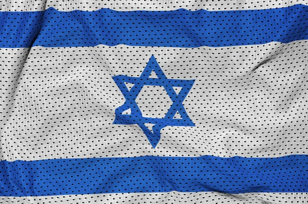 Israel flag printed on a polyester nylon sportswear mesh fabric — Stock Photo, Image