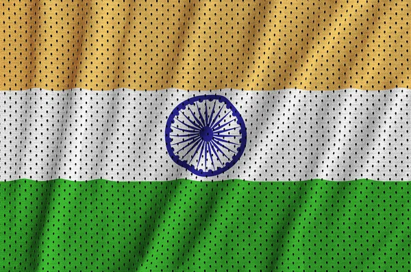 India flag printed on a polyester nylon sportswear mesh fabric w — Stock Photo, Image