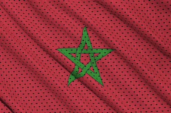 Morocco flag printed on a polyester nylon sportswear mesh fabric — Stock Photo, Image