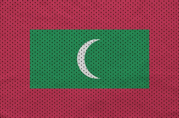 Maldives flag printed on a polyester nylon sportswear mesh fabri — Stock Photo, Image