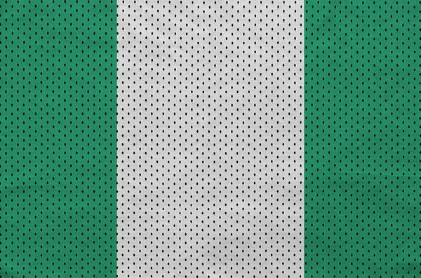 Drapeau Nigéria imprimé sur un tissu de maille de vêtements de sport en nylon polyester — Photo