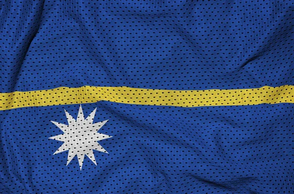 Vlag van Nauru afgedrukt op een polyester nylon sportkleding mesh stof w — Stockfoto