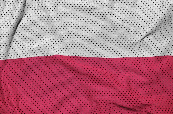 Bendera Polandia dicetak pada kain jala pakaian olahraga poliester nilon — Stok Foto