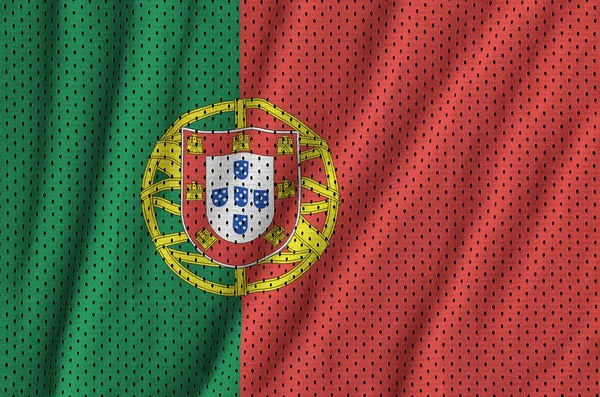 Vlag van Portugal afgedrukt op een polyester nylon sportkleding mesh fabri — Stockfoto