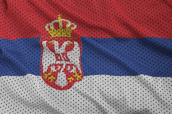 Bandera de Serbia impresa en un tejido de malla de nylon deportivo de poliéster —  Fotos de Stock