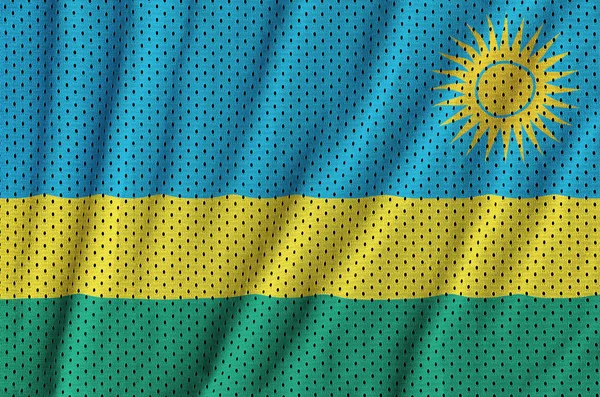 卢旺达国旗印在聚酯尼龙运动运动服网布上 — 图库照片