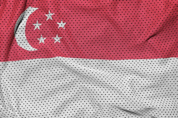 Bandeira de Singapura impressa em um poliéster nylon sportswear mesh fabr — Fotografia de Stock