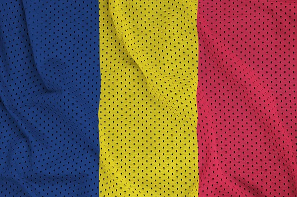 Chad Flagge auf einem Polyester-Nylon-Sportbekleidung Mesh-Gewebe gedruckt wi — Stockfoto