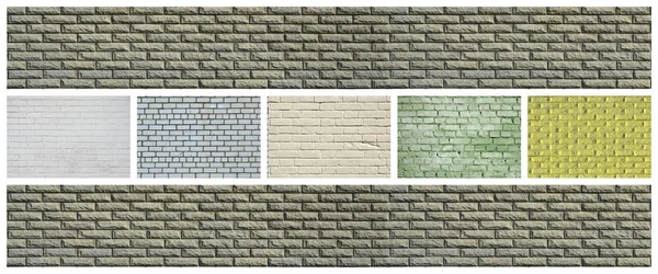 Collage Many Pictures Fragments Brick Walls Different Colors Close Set — Stock Photo, Image