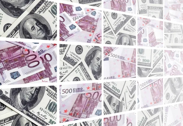 Een Collage Van Vele Afbeeldingen Van Eurobankbiljetten Coupures Van 100 — Stockfoto