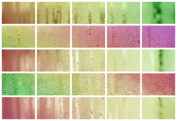 Collage Many Different Fragments Glass Decorated Rain Drops Condensate Autumn — Stock Photo, Image