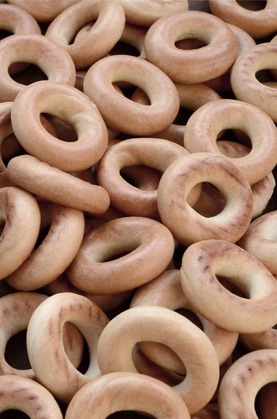 Foto Cerca Rosquillas Amarillas Frescas Tipo Popular Productos Harineros Una —  Fotos de Stock