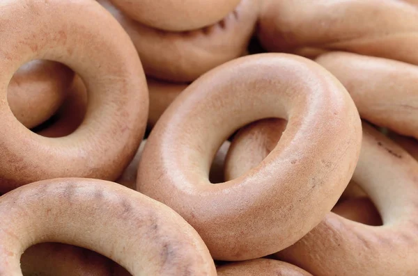 Close Photo Fresh Yellow Bagels Popular Kind Flour Products One — Stock Photo, Image