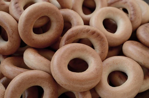 Nahaufnahme Von Frischen Gelben Bagels Eine Beliebte Art Von Mehlprodukten — Stockfoto