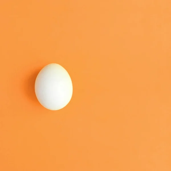 밝은 오렌지 배경에 흰색 한 부활절 달걀 — 스톡 사진