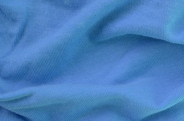 Mavi renkli kumaş dokusu. Gömlek ve bluz yapmak için malzeme