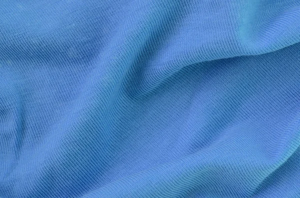 Die Textur Des Gewebes Blauer Farbe Material Zur Herstellung Von — Stockfoto