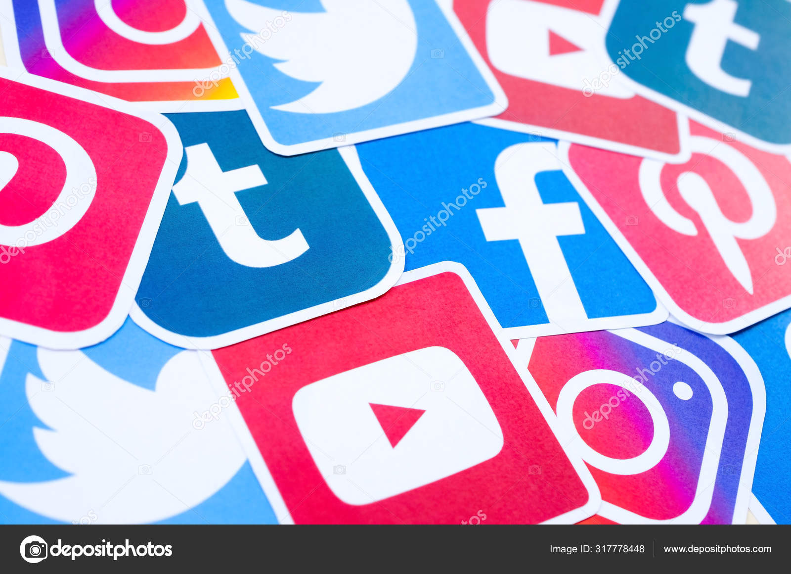 Many Social Network Printed Icons Lies In Pile Facebook Instagram Pinterest Twitter Youtube Tumblr Abstract Internet Background Stock Editorial Photo C Mehaniq
