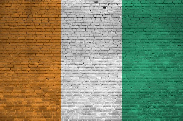 Ivory Coast Flag Depicted Paint Colors Old Brick Wall Close — Stock Photo, Image