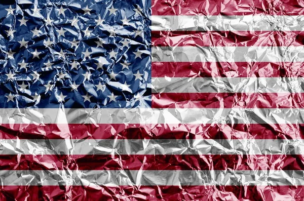 Bandeira Dos Estados Unidos América Retratada Cores Tinta Papel Alumínio — Fotografia de Stock