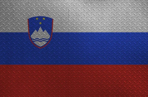 Словенський Прапор Зображений Кольорах Фарби Старій Пластині Пензлем Або Стіні — стокове фото