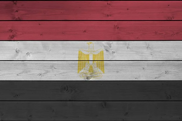 Egypte Vlag Afgebeeld Heldere Verf Kleuren Oude Houten Muur Close — Stockfoto