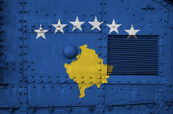Флаг Косово Изображен Боковой Части Танка Крупным Планом Концептуальный Фон — стоковое фото