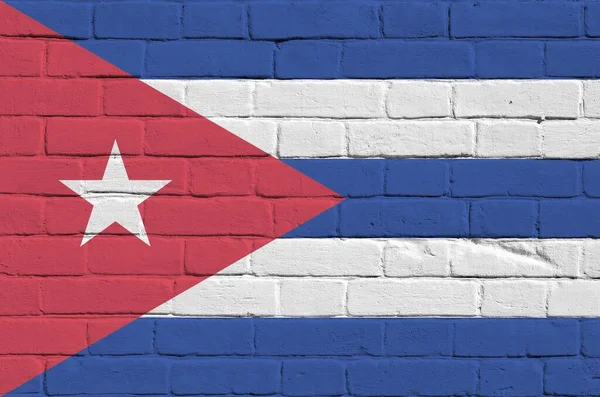 Drapeau Cuba Représenté Couleurs Peinture Sur Vieux Mur Briques Bannière — Photo