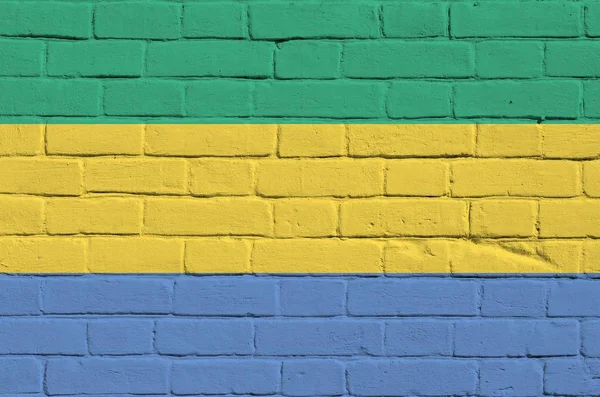 Gabonenfahne Farbtönen Auf Alten Ziegelwänden Aus Nächster Nähe Strukturierte Banner — Stockfoto