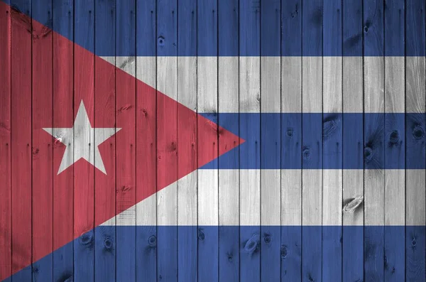 Кубинський Прапор Зображений Яскравими Кольорами Фарби Старій Дерев Яній Стіні — стокове фото