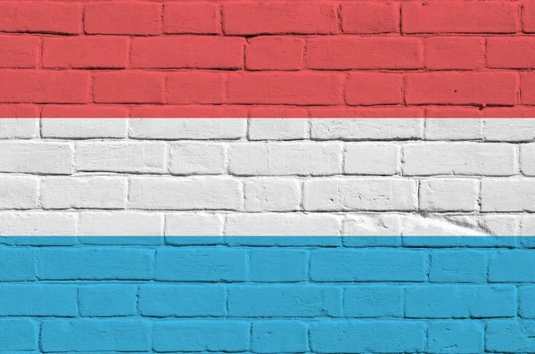 Bandeira Luxemburgo Retratada Cores Tinta Parede Tijolo Velho Perto Banner — Fotografia de Stock