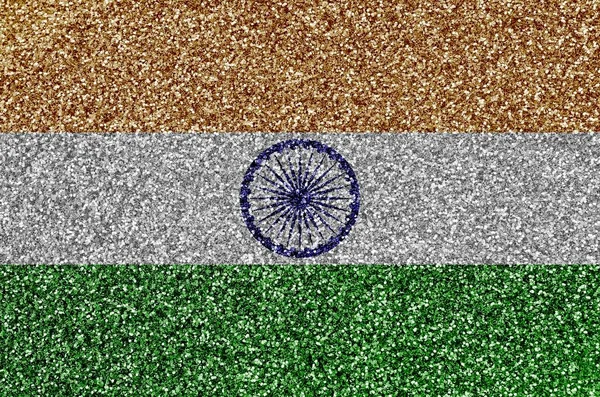 Bandiera India Raffigurata Molte Piccole Paillettes Lucide Colorato Sfondo Del — Foto Stock