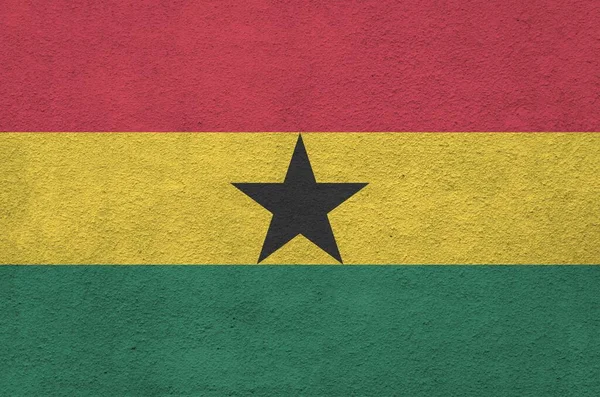 Drapeau Ghana Représenté Dans Des Couleurs Vives Peinture Sur Vieux — Photo