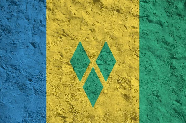 Bandera San Vicente Las Granadinas Representada Colores Pintura Brillantes Antigua —  Fotos de Stock