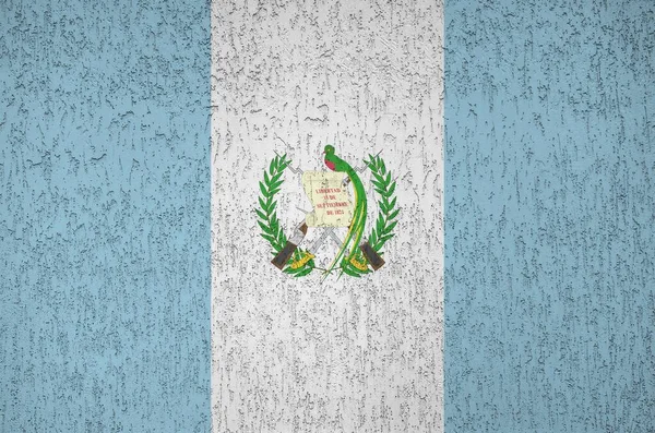 Bandera Guatemala Representada Colores Pintura Brillantes Antigua Pared Yeso Relieve — Foto de Stock