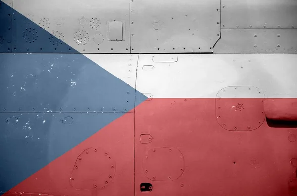 Чеський Прапор Зображений Стороні Військового Броньованого Вертольота Зблизька Військові Сили — стокове фото