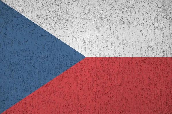 Czeska Flaga Przedstawiona Jasnych Kolorach Farby Starych Tynkarskich Ścianach Reliefowych — Zdjęcie stockowe