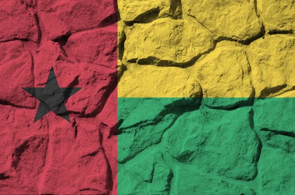 Gine Bissau Bayrağı Eski Taş Duvardaki Boya Renkleriyle Tasvir Edilmiş — Stok fotoğraf