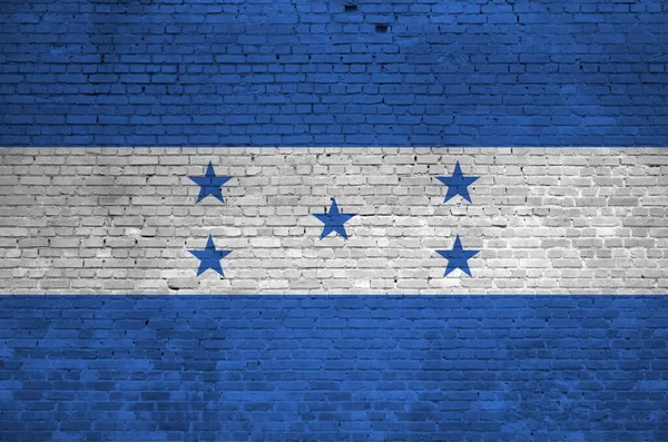 Honduras Flag Depicted Paint Colors Old Brick Wall Close Textured — ストック写真