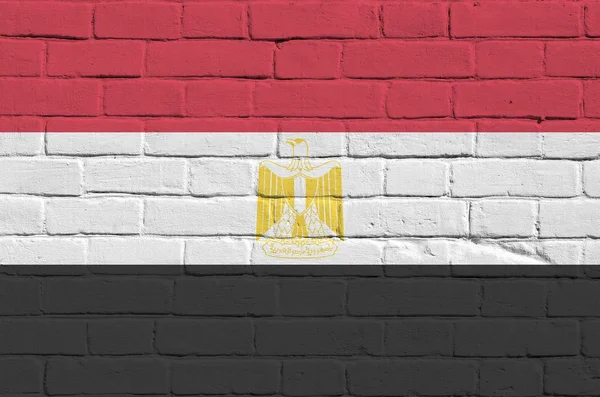 Egypte Vlag Afgebeeld Verf Kleuren Oude Bakstenen Muur Close Gestructureerde — Stockfoto