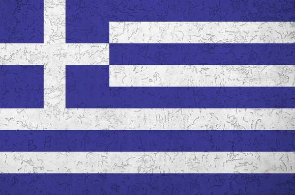 Grecia Bandiera Raffigurata Colori Vivaci Vernice Sul Vecchio Muro Intonacatura — Foto Stock