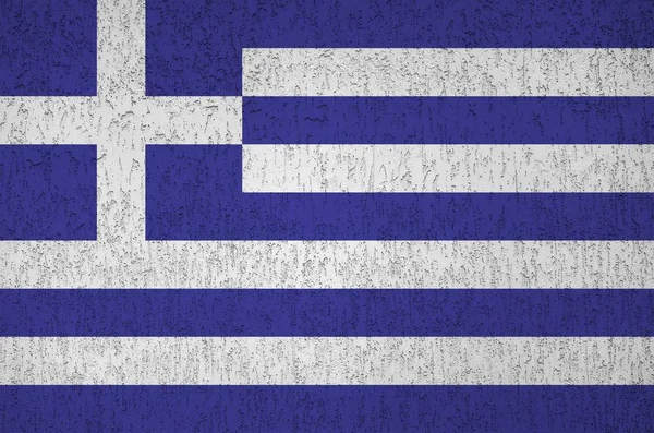 Grecia Bandiera Raffigurata Colori Vivaci Vernice Sul Vecchio Muro Intonacatura — Foto Stock