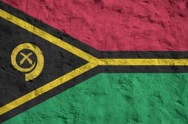 Bandera Vanuatu Representada Colores Pintura Brillantes Antigua Pared Yeso Relieve — Foto de Stock